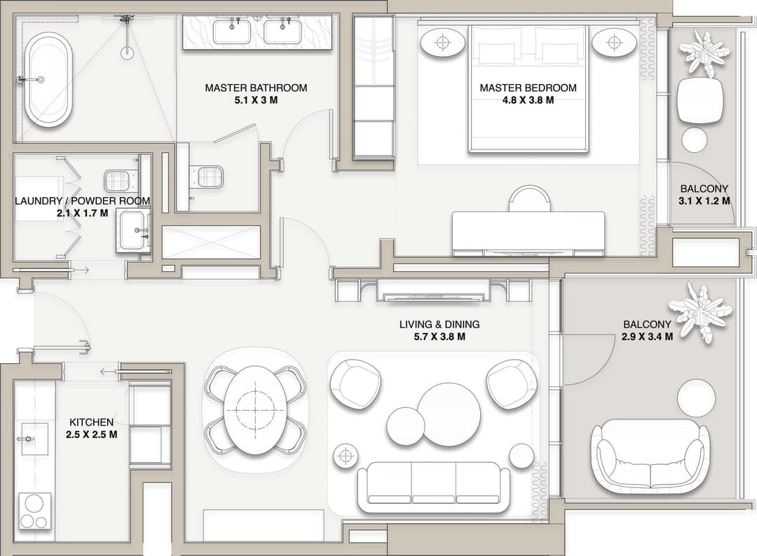 1 BEDROOM - TYPE 1F