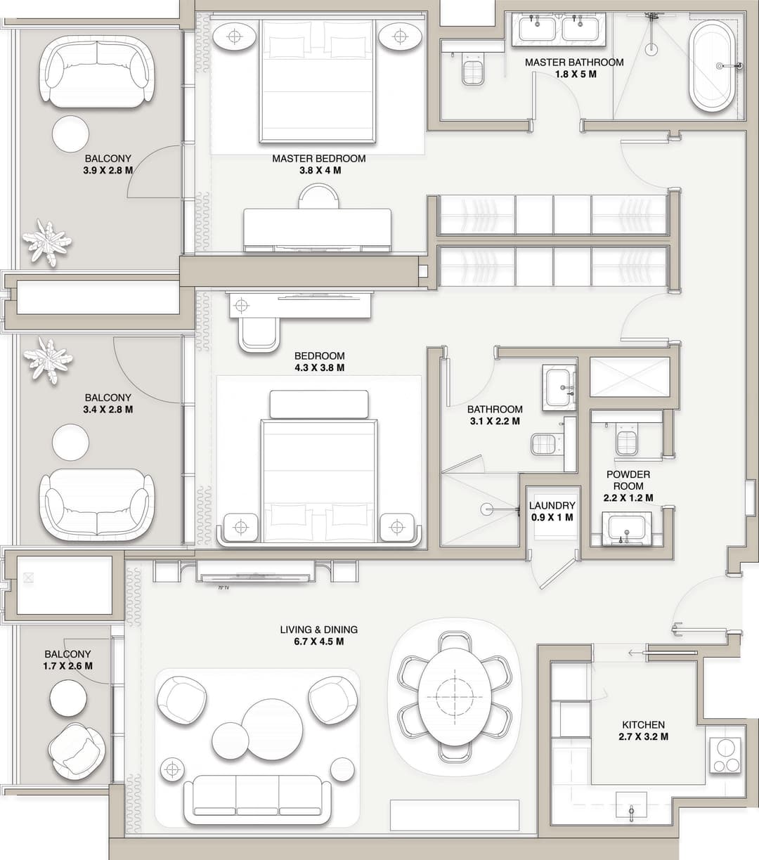 2 BEDROOMS - TYPE 2B